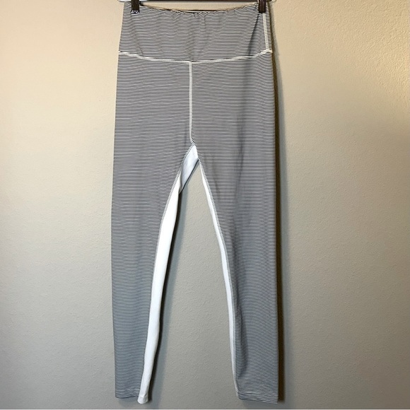 Allfenix Pants - Allfenix Medium Grey White Stripe Leggings Athleisure Workout Performance Womens